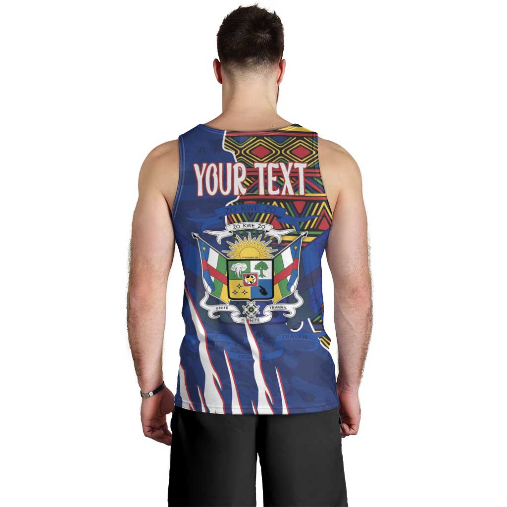 Personalized Central African Republic Since 1958 Men Tank Top Coat Of Arms With Kente Pattern - Wonder Print Shop