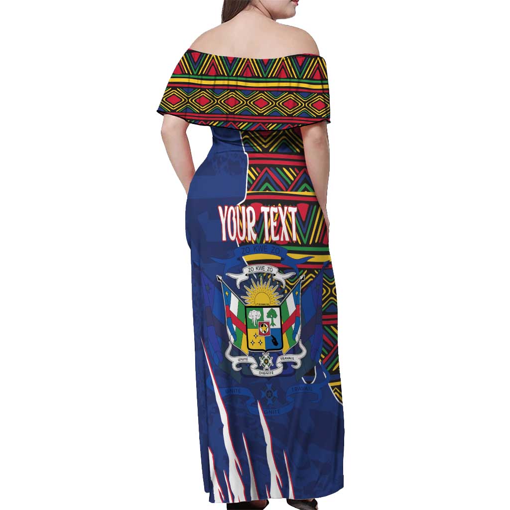Personalized Central African Republic Since 1958 Off Shoulder Maxi Dress Coat Of Arms With Kente Pattern - Wonder Print Shop