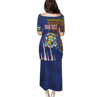 Personalized Central African Republic Since 1958 Puletasi Coat Of Arms With Kente Pattern - Wonder Print Shop