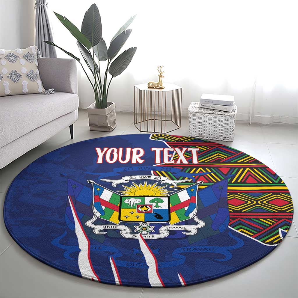 Personalized Central African Republic Since 1958 Round Carpet Coat Of Arms With Kente Pattern