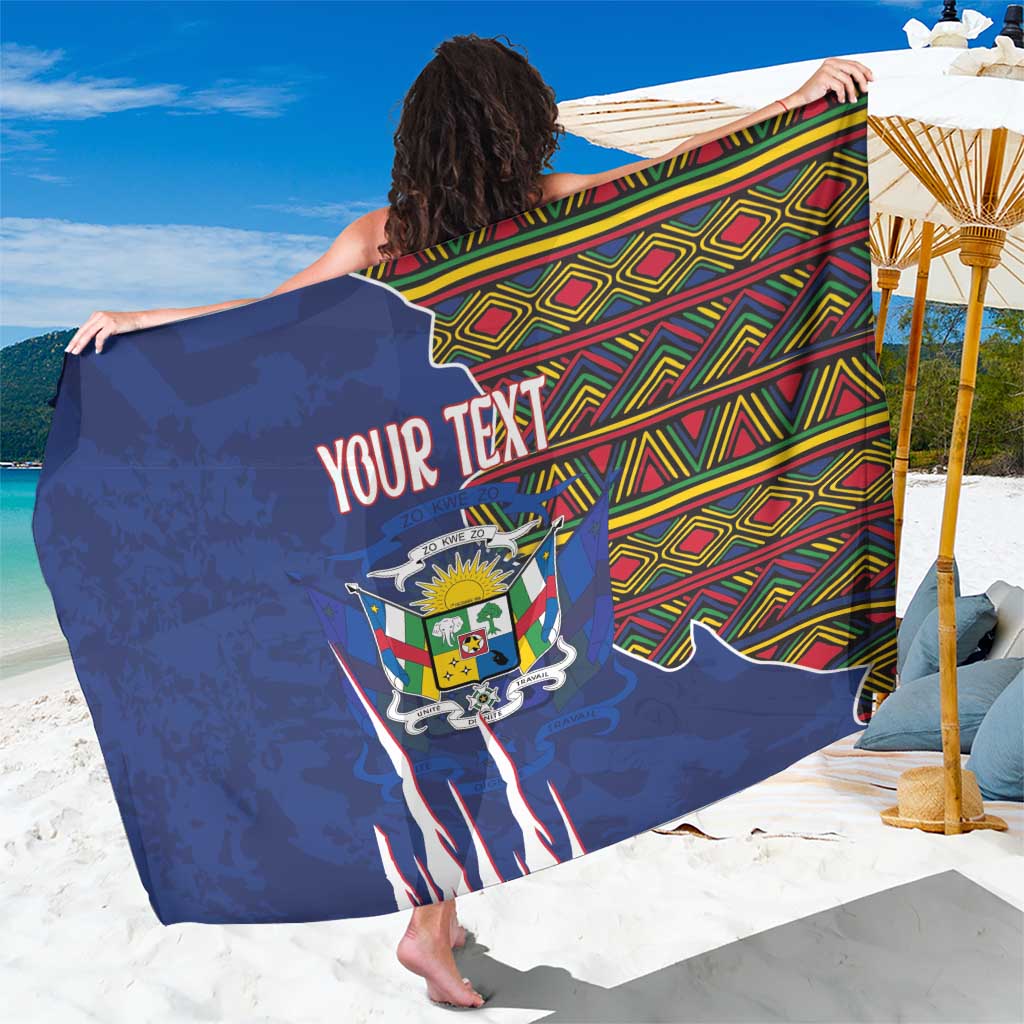 Personalized Central African Republic Since 1958 Sarong Coat Of Arms With Kente Pattern - Wonder Print Shop