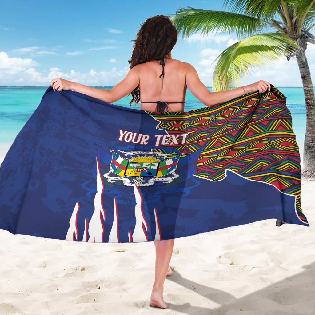 Personalized Central African Republic Since 1958 Sarong Coat Of Arms With Kente Pattern - Wonder Print Shop