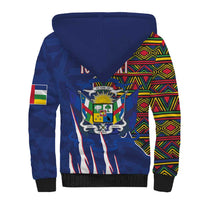 Personalized Central African Republic Since 1958 Sherpa Hoodie Coat Of Arms With Kente Pattern - Wonder Print Shop