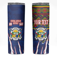Personalized Central African Republic Since 1958 Skinny Tumbler Coat Of Arms With Kente Pattern - Wonder Print Shop