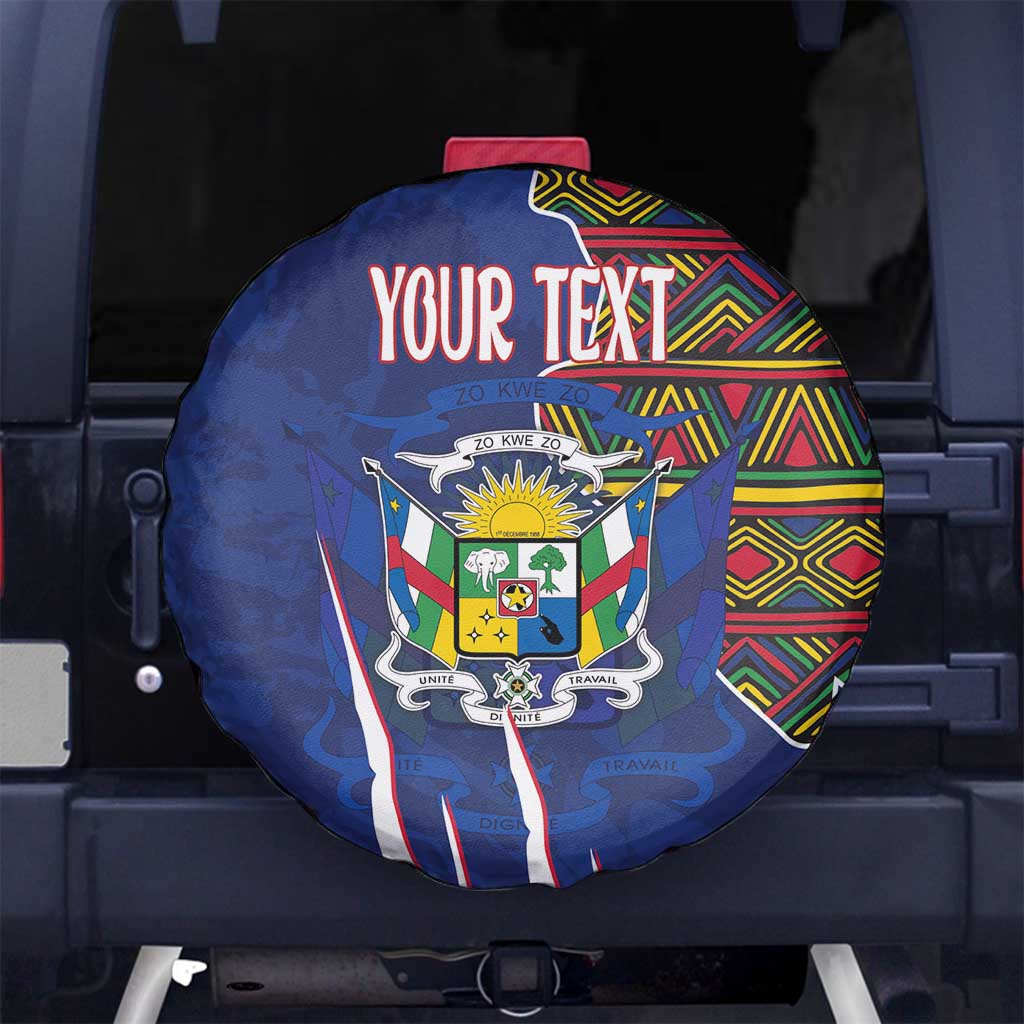 Personalized Central African Republic Since 1958 Spare Tire Cover Coat Of Arms With Kente Pattern - Wonder Print Shop