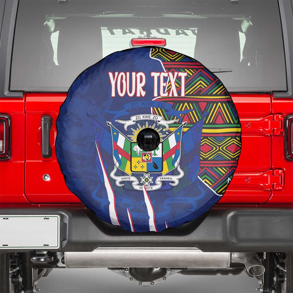 Personalized Central African Republic Since 1958 Spare Tire Cover Coat Of Arms With Kente Pattern - Wonder Print Shop