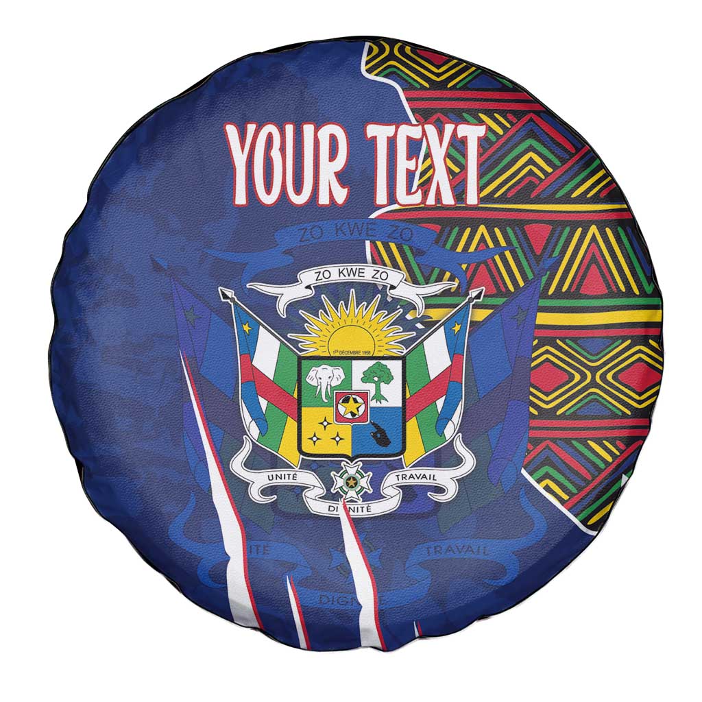 Personalized Central African Republic Since 1958 Spare Tire Cover Coat Of Arms With Kente Pattern - Wonder Print Shop