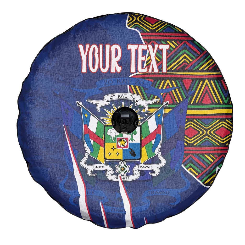 Personalized Central African Republic Since 1958 Spare Tire Cover Coat Of Arms With Kente Pattern - Wonder Print Shop