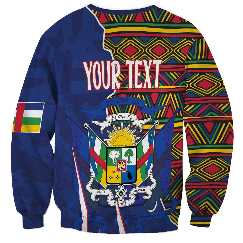 Personalized Central African Republic Since 1958 Sweatshirt Coat Of Arms With Kente Pattern - Wonder Print Shop