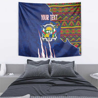 Personalized Central African Republic Since 1958 Tapestry Coat Of Arms With Kente Pattern - Wonder Print Shop