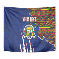 Personalized Central African Republic Since 1958 Tapestry Coat Of Arms With Kente Pattern - Wonder Print Shop