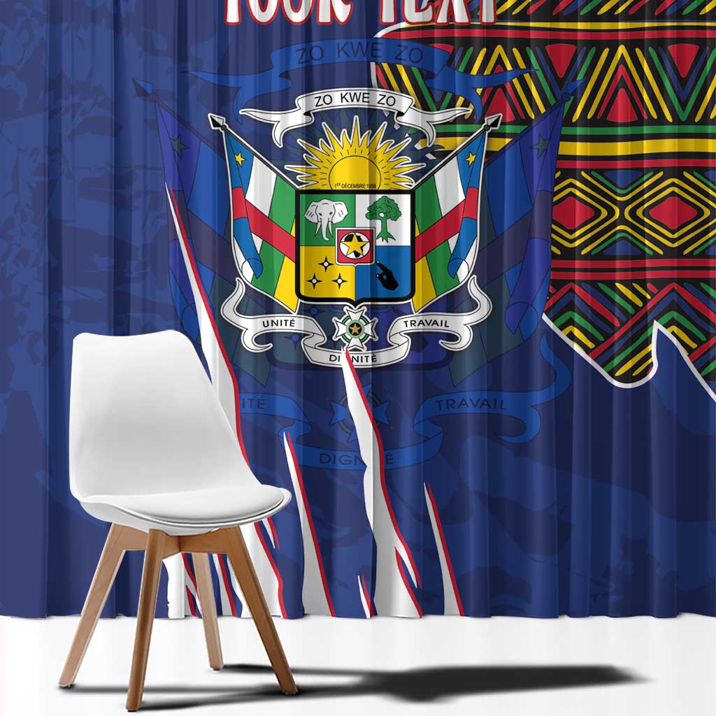 Personalized Central African Republic Since 1958 Window Curtain Coat Of Arms With Kente Pattern - Wonder Print Shop
