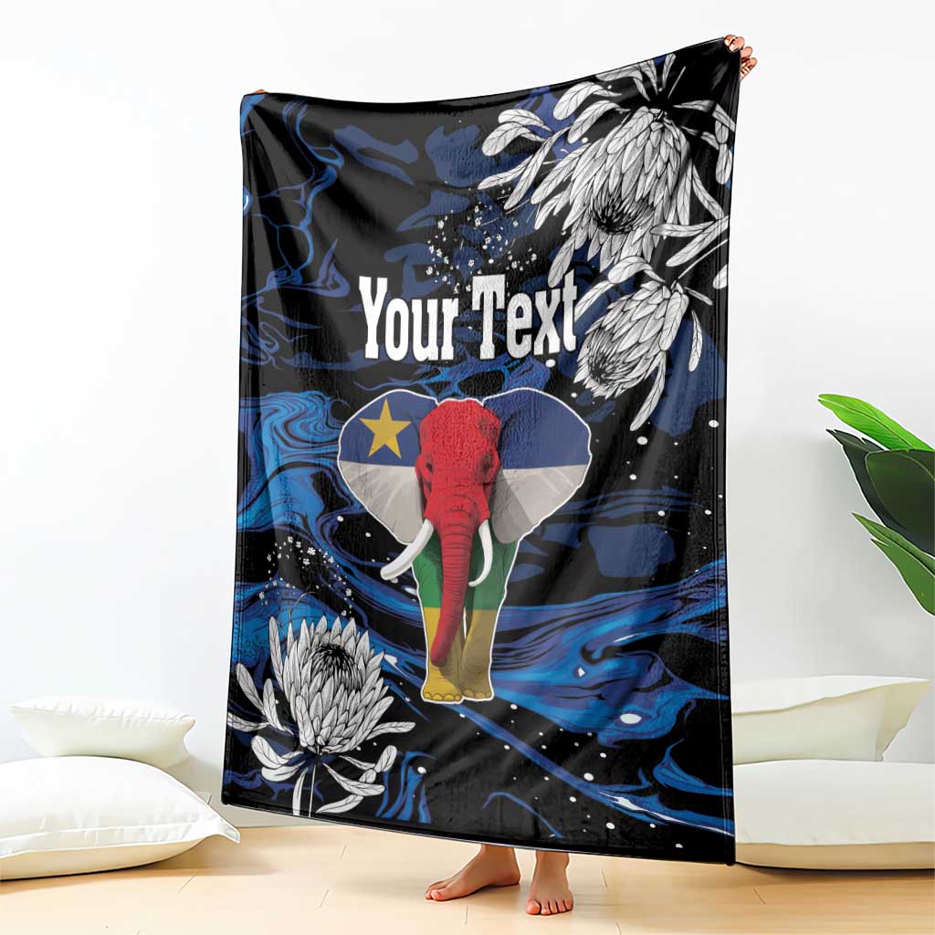 Personalized Central African Republic Elephant Blanket King Protea - Abstract Style