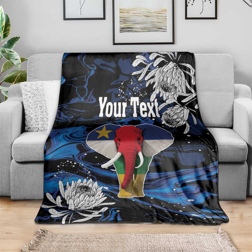 Personalized Central African Republic Elephant Blanket King Protea - Abstract Style