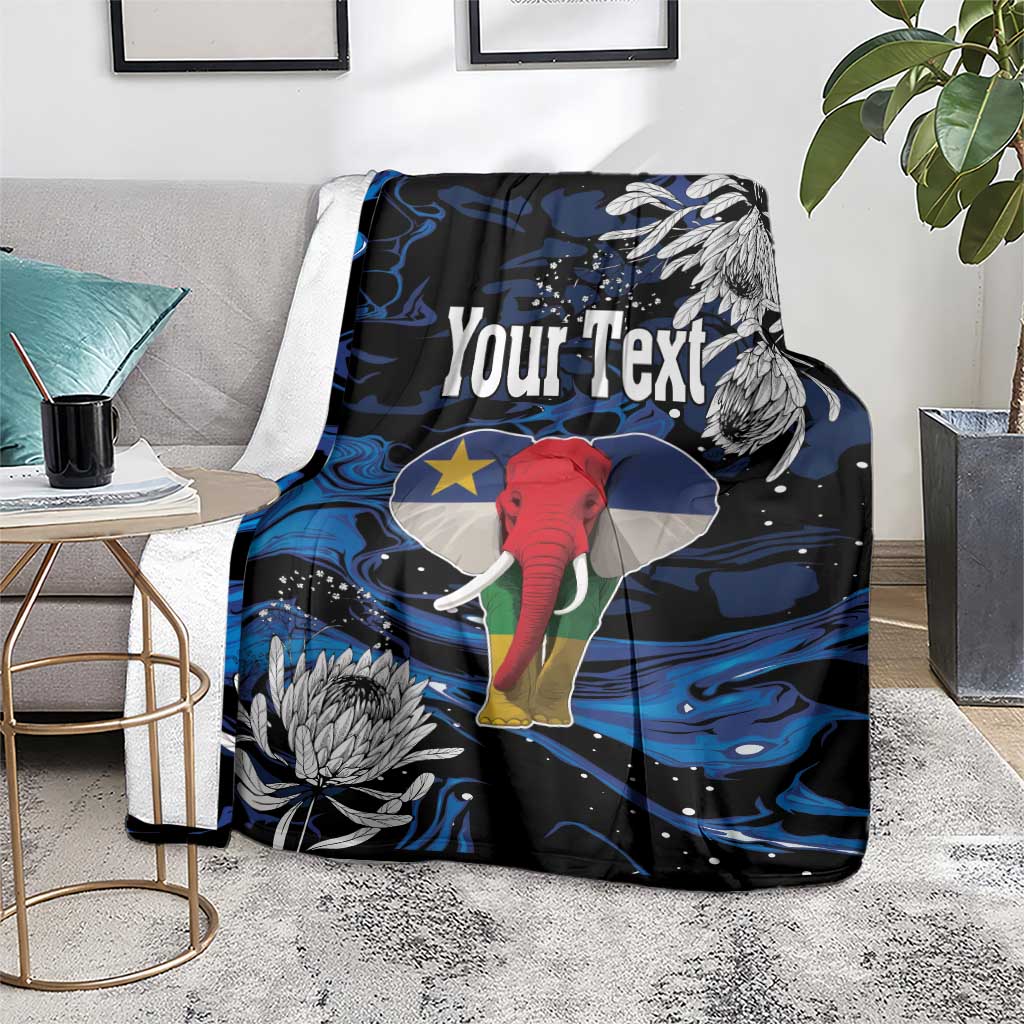 Personalized Central African Republic Elephant Blanket King Protea - Abstract Style