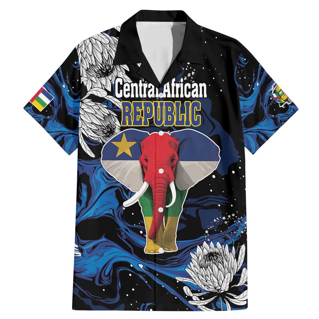 Personalized Central African Republic Elephant Family Matching Mermaid Dress and Hawaiian Shirt King Protea - Abstract Style - Wonder Print Shop