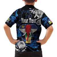 Personalized Central African Republic Elephant Family Matching Off Shoulder Short Dress and Hawaiian Shirt King Protea - Abstract Style - Wonder Print Shop