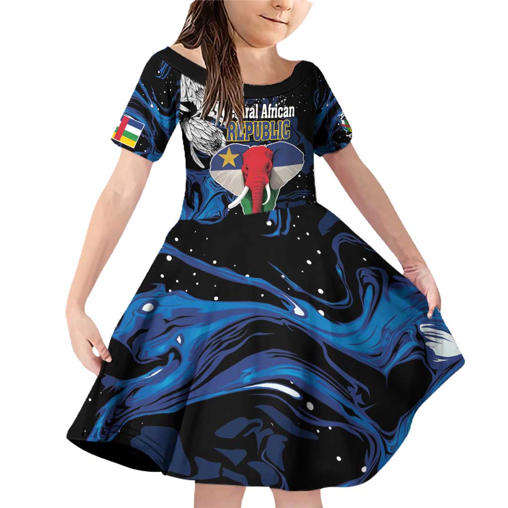 Personalized Central African Republic Elephant Family Matching Off Shoulder Short Dress and Hawaiian Shirt King Protea - Abstract Style - Wonder Print Shop