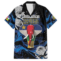 Personalized Central African Republic Elephant Family Matching Off Shoulder Short Dress and Hawaiian Shirt King Protea - Abstract Style - Wonder Print Shop
