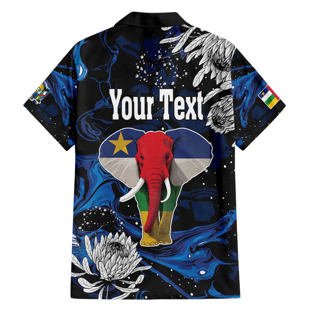 Personalized Central African Republic Elephant Family Matching Off Shoulder Short Dress and Hawaiian Shirt King Protea - Abstract Style - Wonder Print Shop