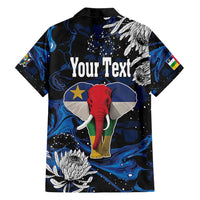 Personalized Central African Republic Elephant Family Matching Off Shoulder Short Dress and Hawaiian Shirt King Protea - Abstract Style - Wonder Print Shop