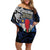 Personalized Central African Republic Elephant Family Matching Off Shoulder Short Dress and Hawaiian Shirt King Protea - Abstract Style - Wonder Print Shop