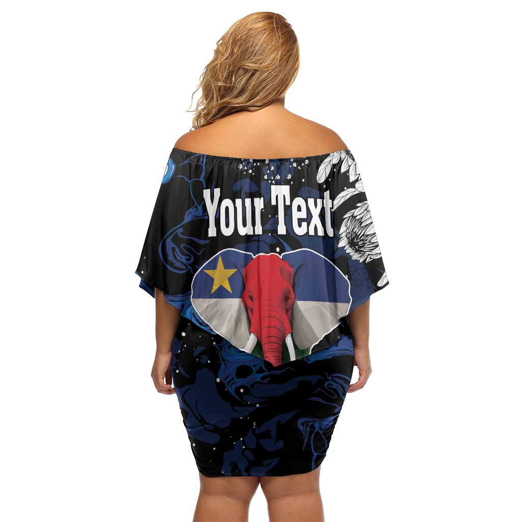 Personalized Central African Republic Elephant Family Matching Off Shoulder Short Dress and Hawaiian Shirt King Protea - Abstract Style - Wonder Print Shop