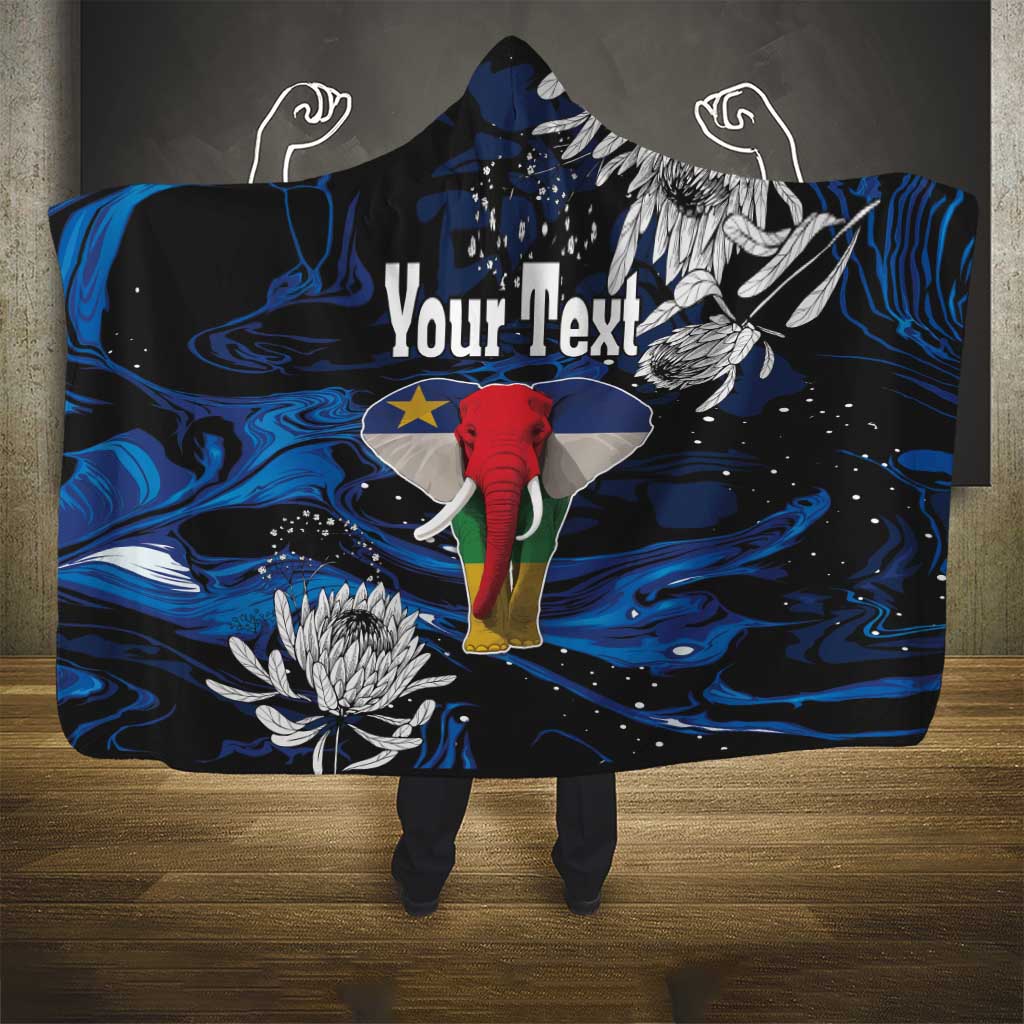 Personalized Central African Republic Elephant Hooded Blanket King Protea - Abstract Style