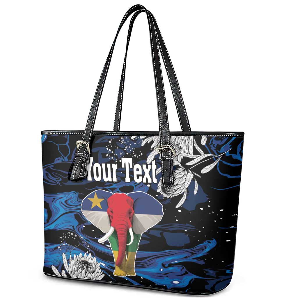 Personalized Central African Republic Elephant Leather Tote Bag King Protea - Abstract Style - Wonder Print Shop