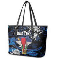 Personalized Central African Republic Elephant Leather Tote Bag King Protea - Abstract Style - Wonder Print Shop