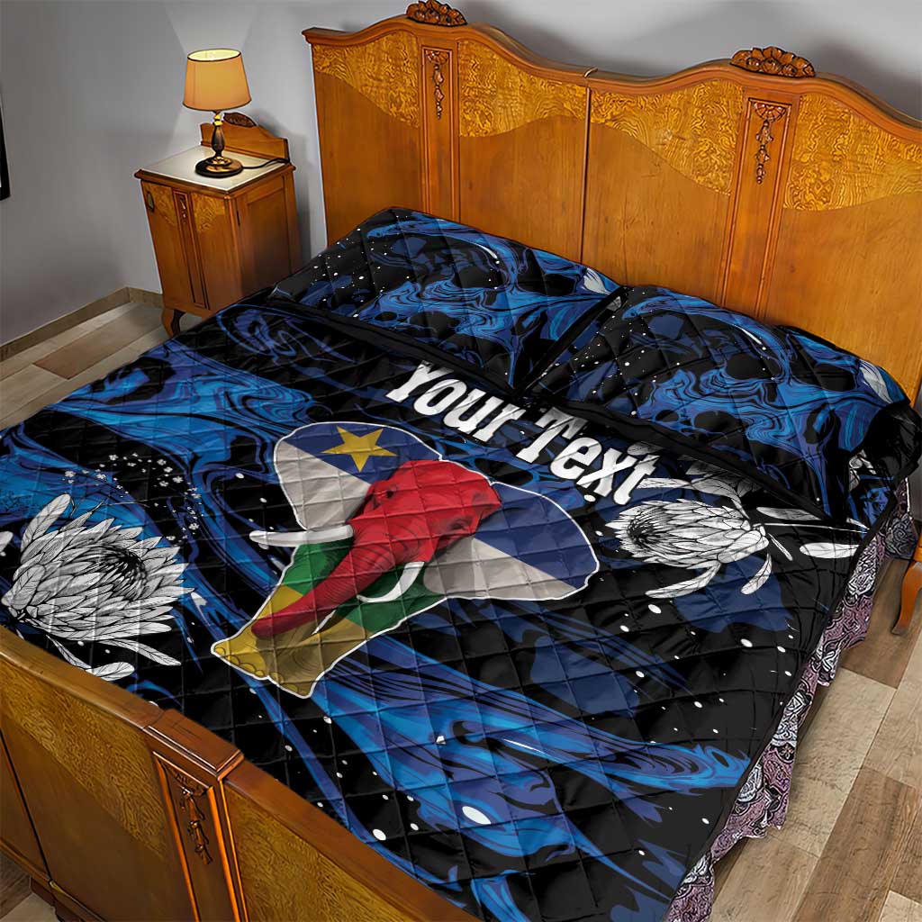 Personalized Central African Republic Elephant Quilt Bed Set King Protea - Abstract Style - Wonder Print Shop