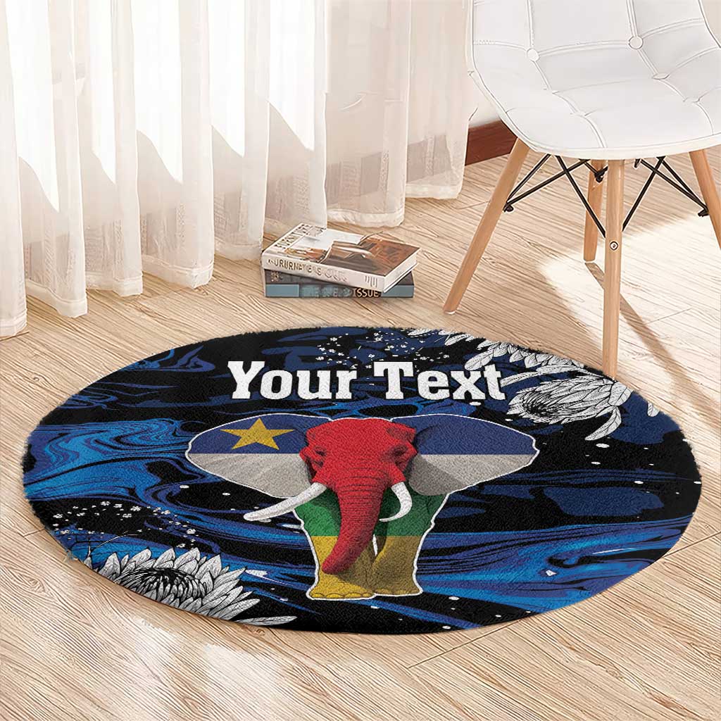 Personalized Central African Republic Elephant Round Carpet King Protea - Abstract Style