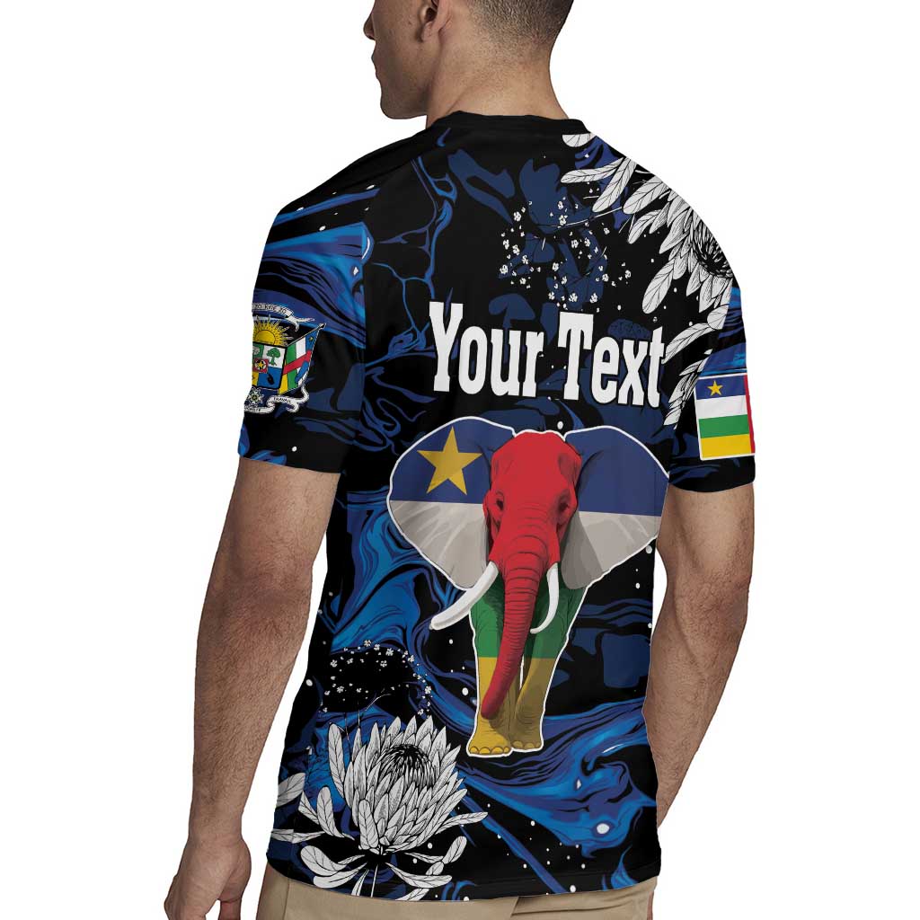 Personalized Central African Republic Elephant Rugby Jersey King Protea - Abstract Style - Wonder Print Shop