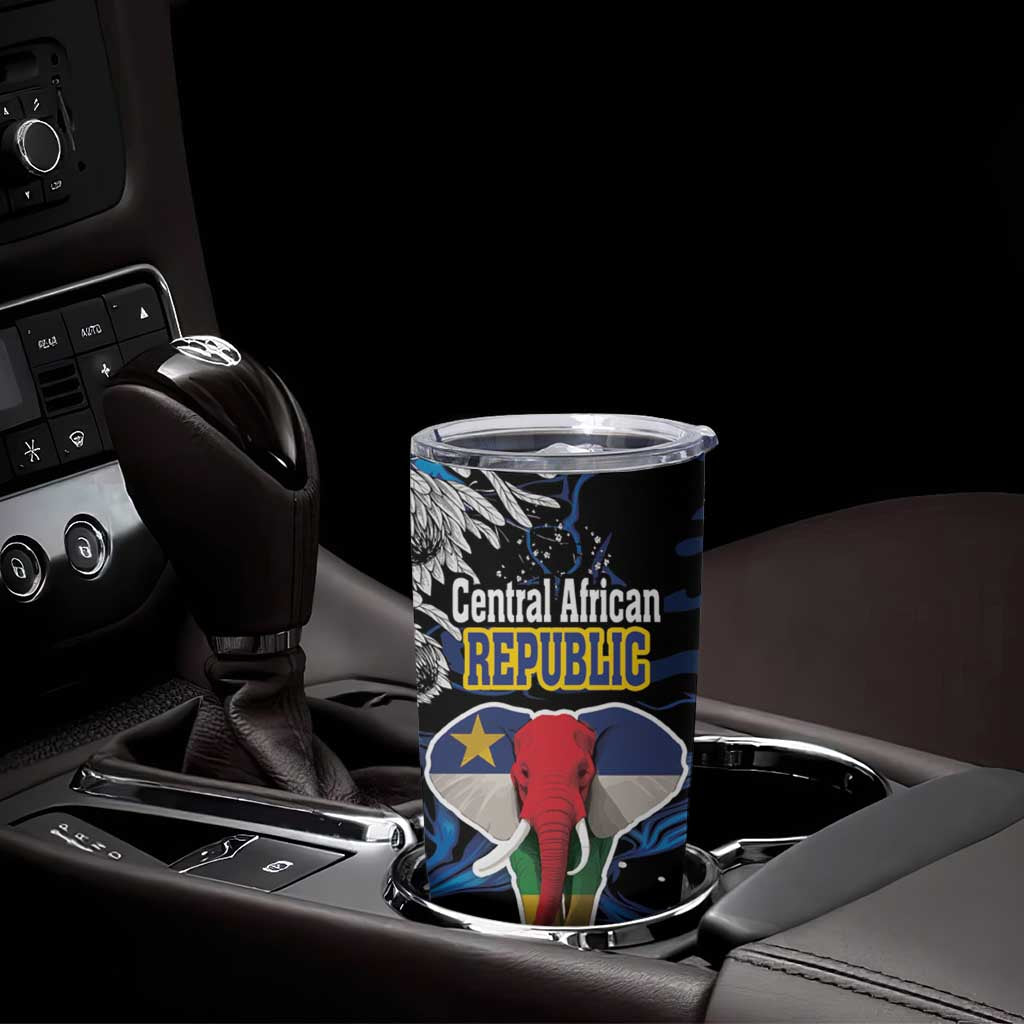 Personalized Central African Republic Elephant Tumbler Cup King Protea - Abstract Style - Wonder Print Shop