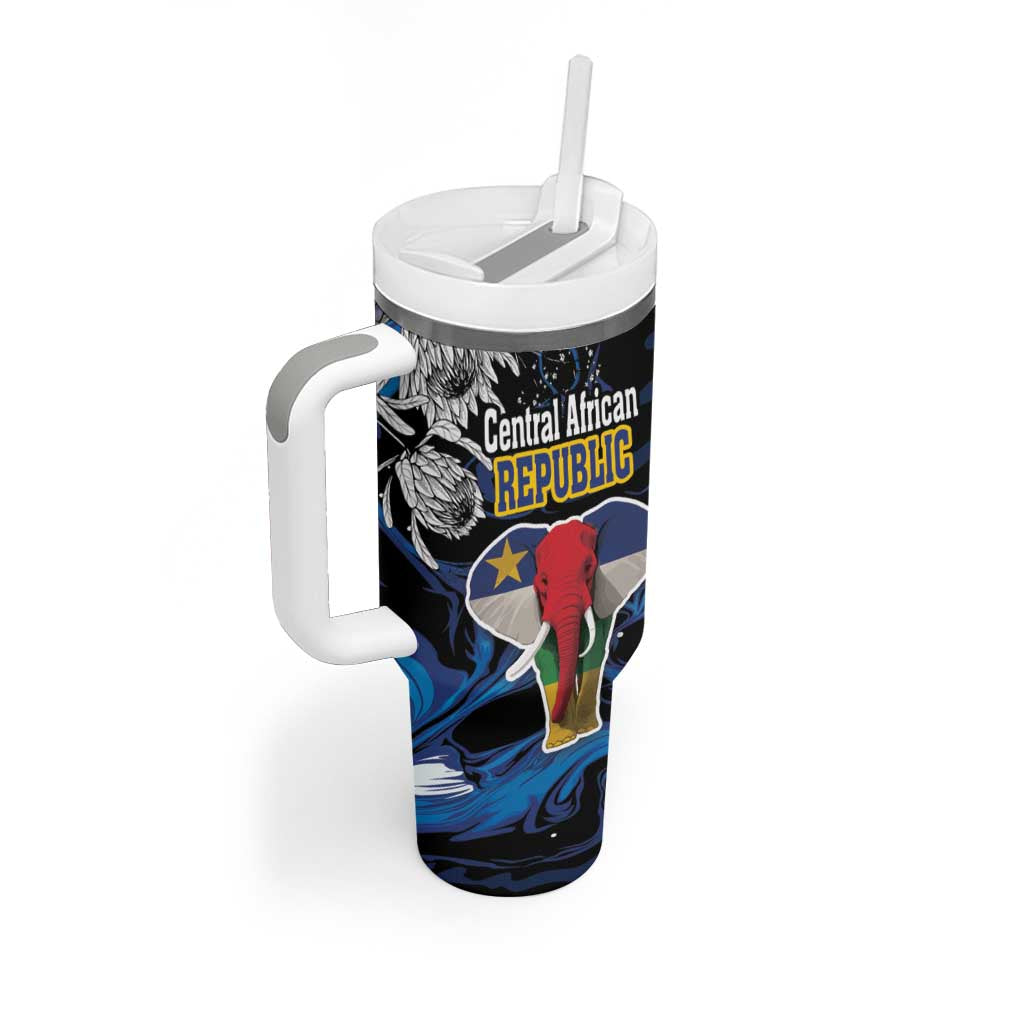 Personalized Central African Republic Elephant Tumbler With Handle King Protea - Abstract Style - Wonder Print Shop