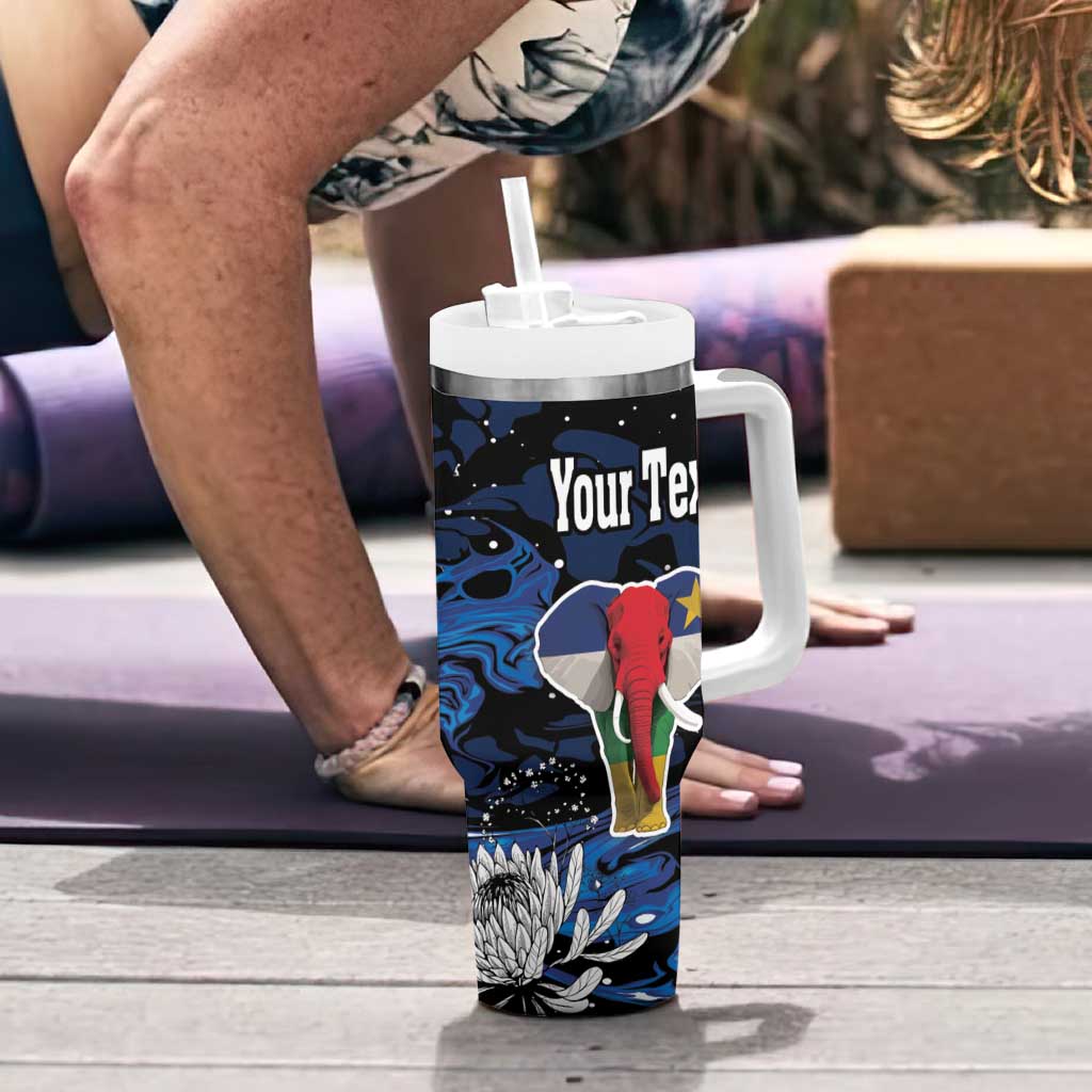 Personalized Central African Republic Elephant Tumbler With Handle King Protea - Abstract Style - Wonder Print Shop