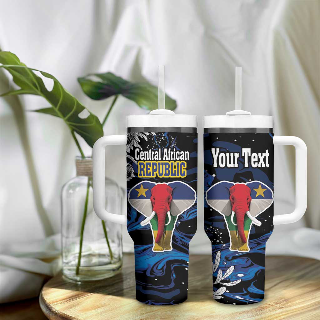 Personalized Central African Republic Elephant Tumbler With Handle King Protea - Abstract Style - Wonder Print Shop