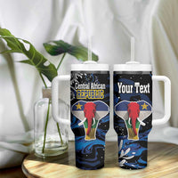 Personalized Central African Republic Elephant Tumbler With Handle King Protea - Abstract Style - Wonder Print Shop