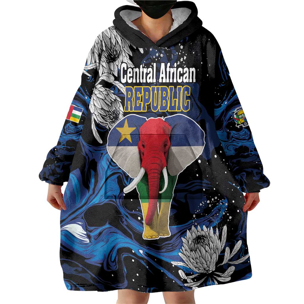 Personalized Central African Republic Elephant Wearable Blanket Hoodie King Protea - Abstract Style - Wonder Print Shop