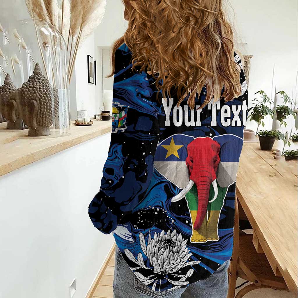 Personalized Central African Republic Elephant Women Casual Shirt King Protea - Abstract Style - Wonder Print Shop