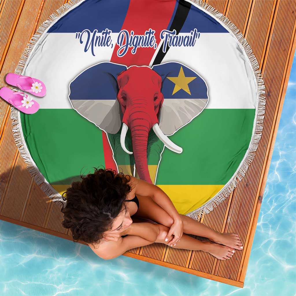 Central African Republic Republic Day 1958 Beach Blanket Unite, Dignite, Travail - Flag Style - Wonder Print Shop