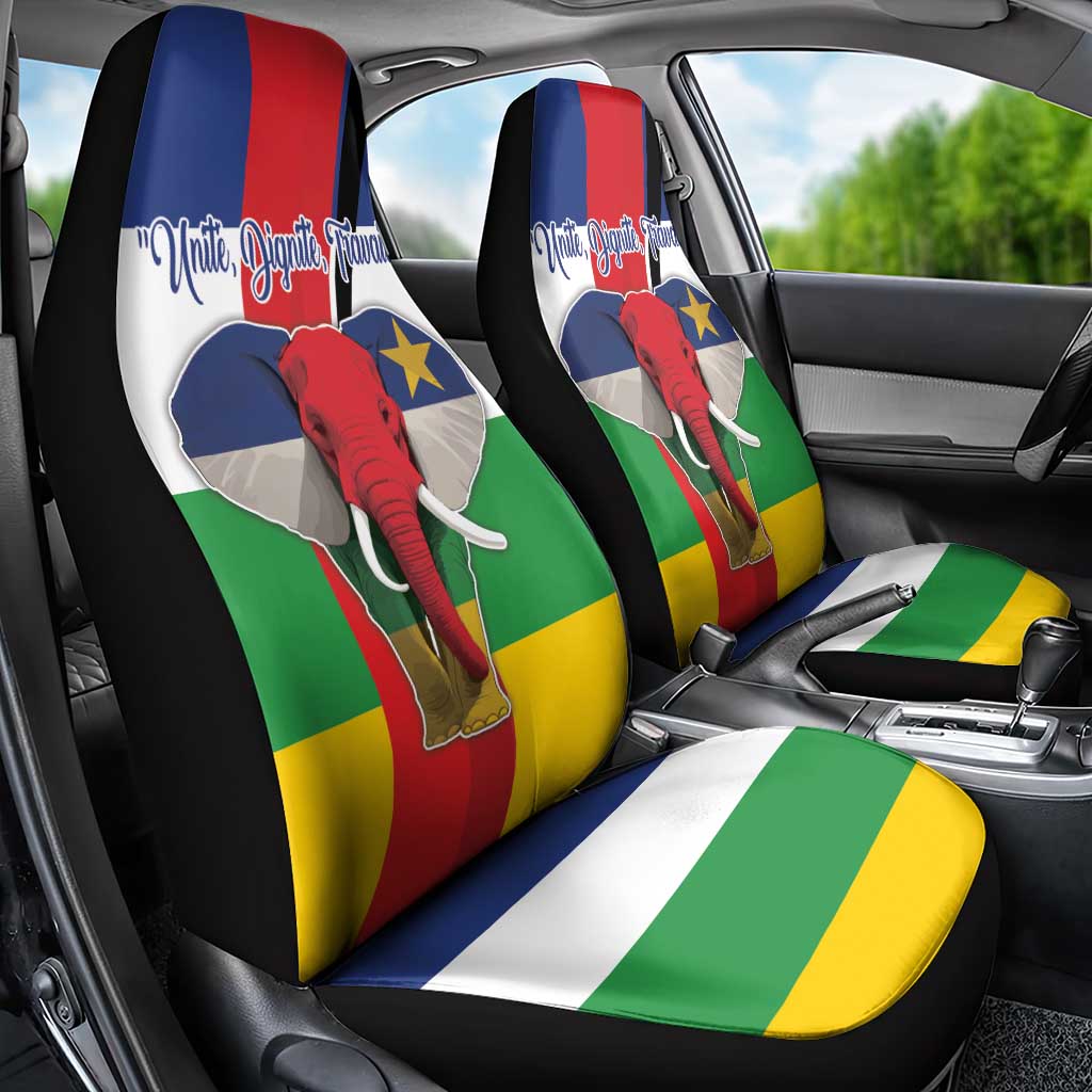 Central African Republic Republic Day 1958 Car Seat Cover Unite, Dignite, Travail - Flag Style - Wonder Print Shop