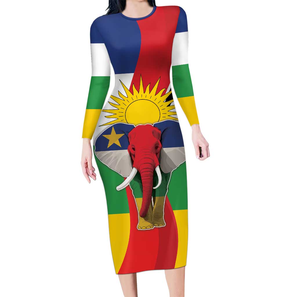 Central African Republic Republic Day 1958 Family Matching Long Sleeve Bodycon Dress and Hawaiian Shirt Unite, Dignite, Travail - Flag Style - Wonder Print Shop