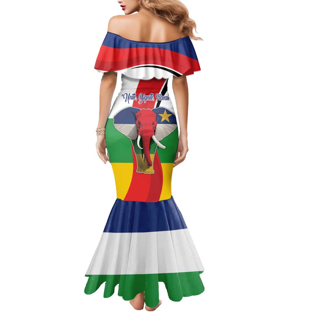 Central African Republic Republic Day 1958 Family Matching Mermaid Dress and Hawaiian Shirt Unite, Dignite, Travail - Flag Style - Wonder Print Shop