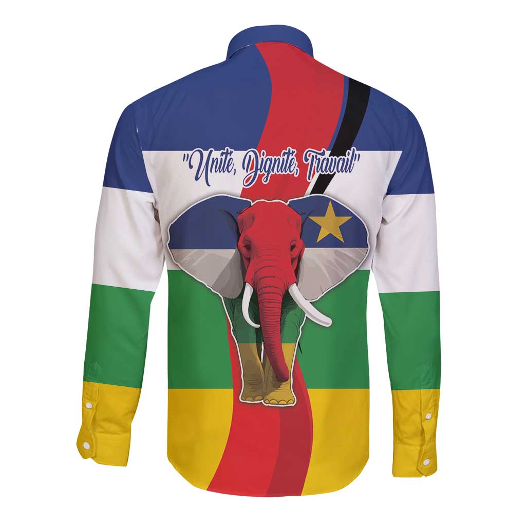 Central African Republic Republic Day 1958 Long Sleeve Button Shirt Unite, Dignite, Travail - Flag Style - Wonder Print Shop