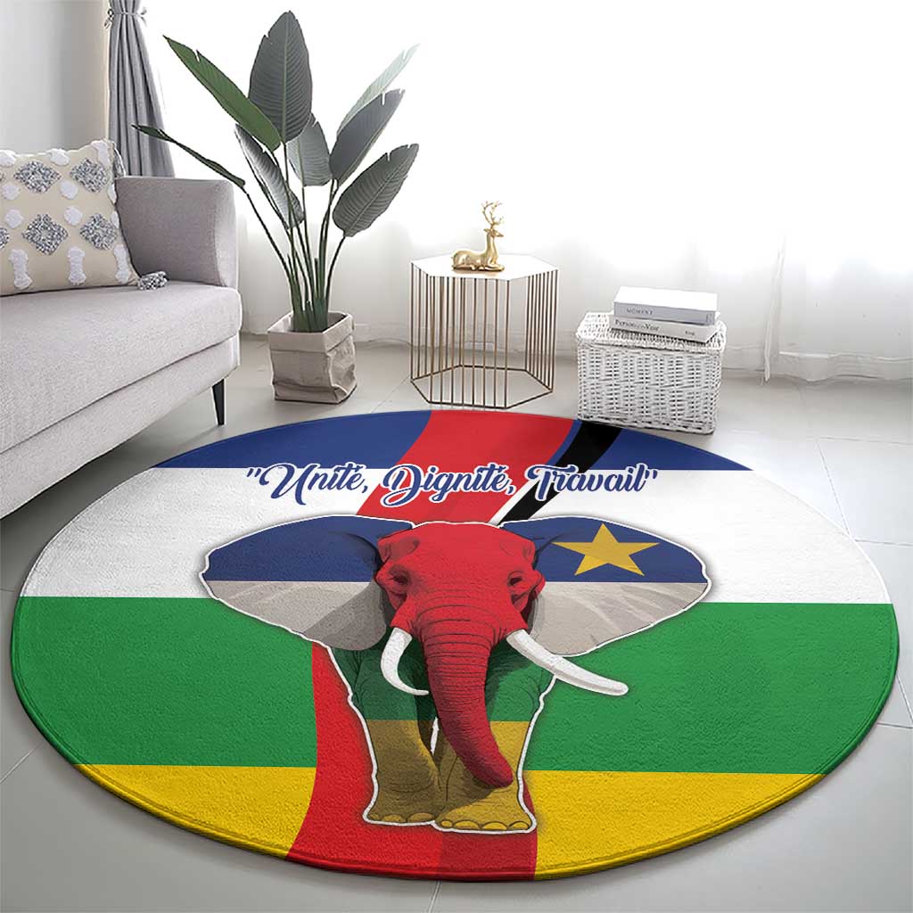 Central African Republic Republic Day 1958 Round Carpet Unite, Dignite, Travail - Flag Style