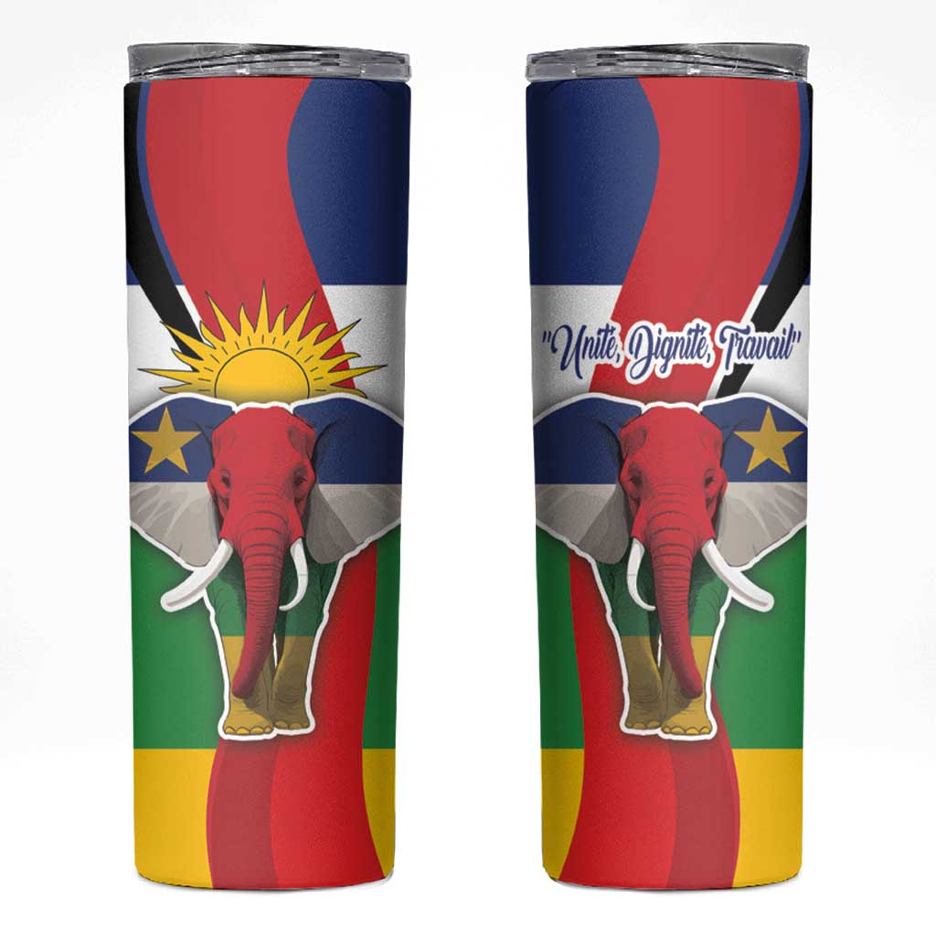Central African Republic Republic Day 1958 Skinny Tumbler Unit, Dignit, Travail - Flag Style - Wonder Print Shop