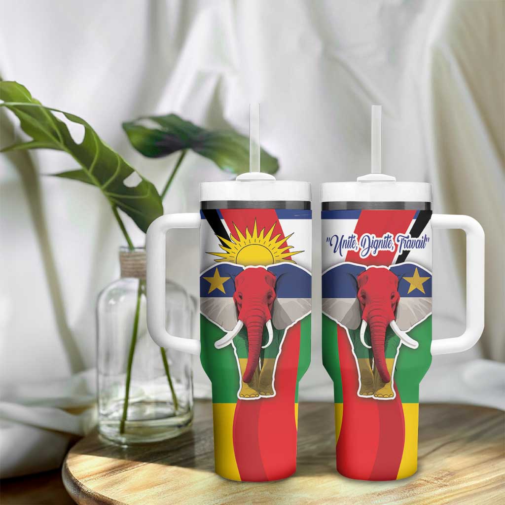 Central African Republic Republic Day 1958 Tumbler With Handle Unit, Dignit, Travail - Flag Style - Wonder Print Shop