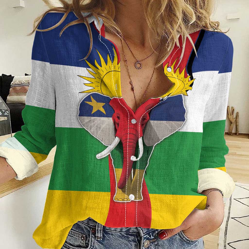 Central African Republic Republic Day 1958 Women Casual Shirt Unite, Dignite, Travail - Flag Style - Wonder Print Shop