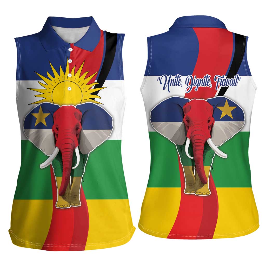 Central African Republic Republic Day 1958 Women Sleeveless Polo Shirt Unite, Dignite, Travail - Flag Style - Wonder Print Shop
